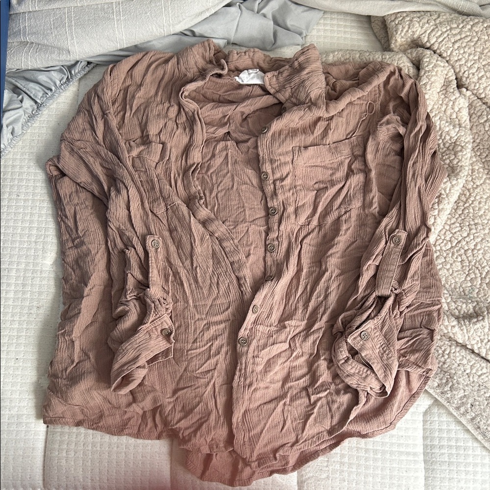 Women's Button-Up Blouse - Brown